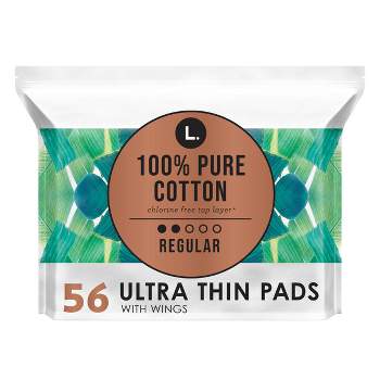 L . Organic Cotton Topsheet Ultra Thin Regular Absorbency Pads with Wings