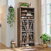 SinCiDo Farmhouse Shoe Cabinet for Family, Large Capacity for 30 shoes, Tall Rustic Freestanding Shoe Racks, Wood Shoe Organizer Cabinet, Light Brown - 2 of 4