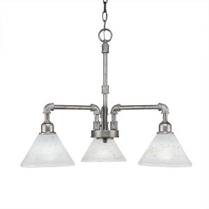 Toltec Lighting Vintage 3 - Light Chandelier in  Aged Silver with 7" Gold Ice Shade - 1 of 1