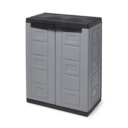 Contico 2 Shelf Plastic Garage Home Storage Organizer Base Utility Cabinet Gray Target