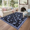 Washable Botanical Floral Print Living Room Rugs, Soft Non Slip Indoor Modern Floor Carpet for Home Office - 3 of 4