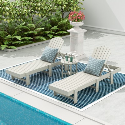 WestinTrends Dylan 3 Piece Adirondack Poly Reclining Chaise Lounge