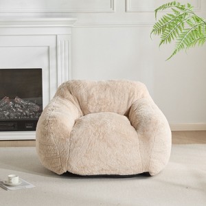 NicBex Cozy & Fluffy Fuax Fur Bean Bag Chair for Adults,Oversized Bean Bag Lounger with High Resilience & Eco-Friendly Memory Foam Filling,Beige - 1 of 4