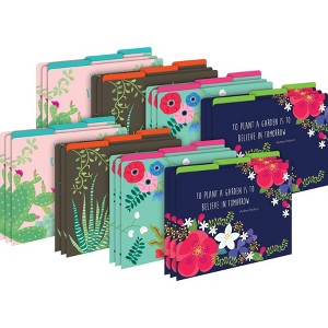 Barker Creek Petals and Prickles 14pt Letter-Size File Folders Multi-Design Set 24 per Set: Stationery, Top Tab, 50 Sheet Capacity - 1 of 3