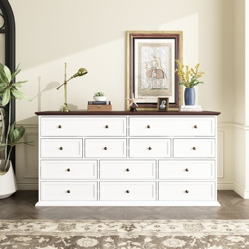 Famapy Large White 12 Drawers Dresser With Brown Top - image 1 of 4