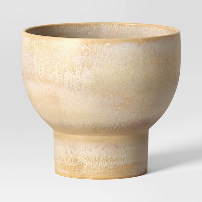 12" Wide Glazed Footed Outdoor Ceramic Planter Pot Ivory - Threshold™
