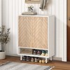 UbMelt 28.74 Inch Shoe Cabinet,Modern Entryway 18-Pair Shoe Cabinet Storage Organizer with 2 Doors and Open Shelf for Entryway - 2 of 4