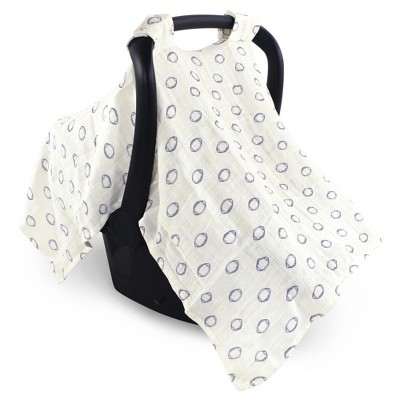 Hudson Baby Infant Boy Muslin Cotton Car Seat and Stroller Canopy, Football, One Size