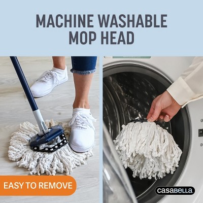 Casabella Dual-Bucket Blue and White Spin Mop System with Extra Refill