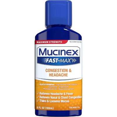 Mucinex Fast-Max Adult Congestion & Headache Liquid 6 Ounce