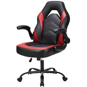 Vynxaria Gaming Chair - PU Leather Computer Chair Ergonomic Office Chair w/ Lumbar Support, Height Adjustable Rolling Desk Chairs w/ Flip-up Armrests - 1 of 4