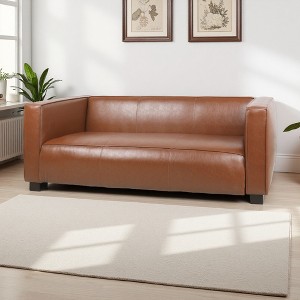 84" Upholstered 3-Seater Sofa with Tuxedo Design & Wood Legs - 1 of 4
