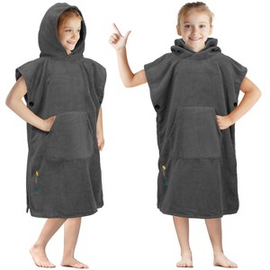SUN CUBE Kids Changing Robe Surf Beach Towels, Quick Dry Wearable Towel Hood Pocket, Wetsuit Changing Cape for Toddler Boys Girls Teen 3-12 - 1 of 4