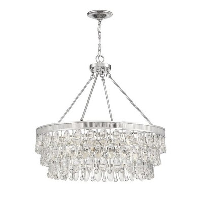 Windham 28" Warm Brass and Crystal 6-Light Pendant