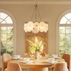 Rennnsan Brayden 6-Light Modern Brass Drum Round Chandelier with White Strie Glass - 2 of 4