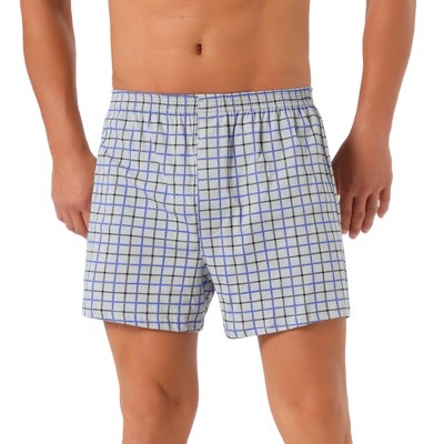 INSPIRE CHIC Men's Classic Elastic Waistband Plaid Pattern Boxer Shorts