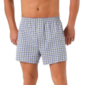 INSPIRE CHIC Men's Classic Elastic Waistband Plaid Pattern Boxer Shorts - 1 of 4