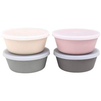 WeeSprout Bamboo Kids Bowls with Lids, Set of Four 10 oz kid-Sized Bamboo Bowls, Bamboo Kid Bowls with Lids for Leftovers, Dishwasher Safe
