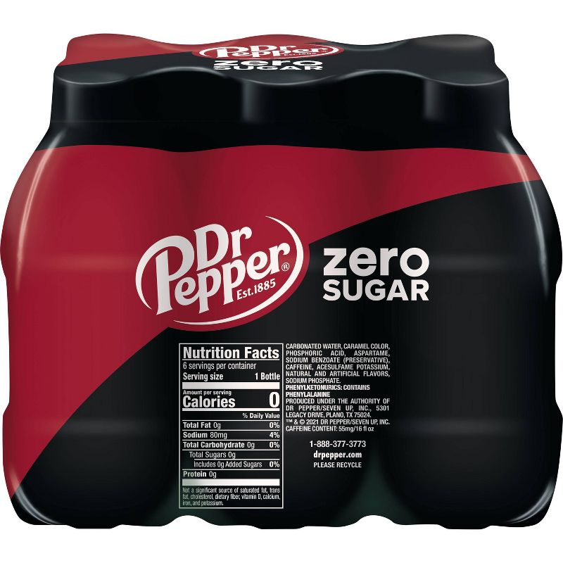 Dr Pepper Zero Sugar Soda - 6pk/16 fl oz PET Bottles, 3 of 8
