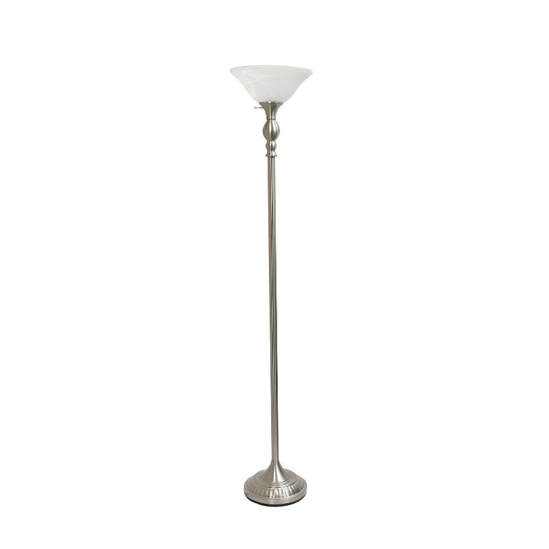 1-Light Torchiere Floor Lamp with Marbleized Glass Shade - Elegant Designs, 1 of 11