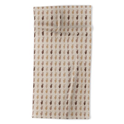 Iveta Abolina Peace Hands Tan Beach Towel - Deny Designs