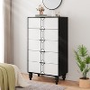 Coucheta Vintage Oak 5-Drawer Dresser – Tall Storage Unit with Gold Handles & Deep Drawers for Bedroom, Living Room, Entryway - 3 of 4