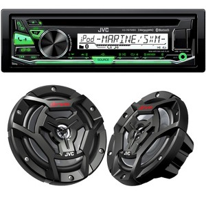 JVC KD-R97MBS Bluetooth Marine Radio and a pair of JVC CS-DR6200M 6.5" Black Marine Coaxial Speakers - 1 of 4