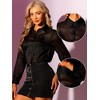 INSPIRE CHIC Women's Sheer Mesh Long Sleeve Button Down Shirts - 2 of 4