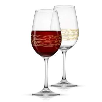 JoyJolt Golden Royale Crystal Red Wine Glasses - 17 oz - Set of 2 European Crystal Wine Glasses
