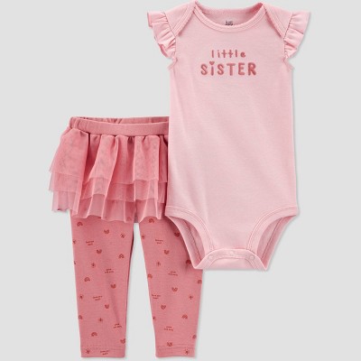 Image of Carter's Just One You® Baby Girls' 2pc 'Little Sister' Top & Bottom Set - Pink Newborn