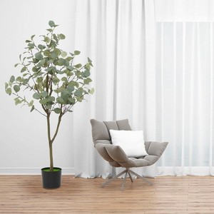Artificial Eucalyptus Tree with Realistic Trunk and Lifelike Leaves, Potted Fake Tree for Home Décor - 1 of 4