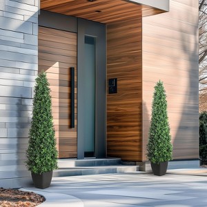 3/4/5FT Artificial Boxwood Trees Set of 2, Faux Boxwood Topiary Plants UV Resistant for Outdoor & Indoor Use - 1 of 4