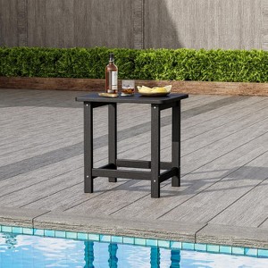 Coucheta 17-inch HDPE Outdoor Side Table,Square Patio End Table with Wood Look, Weather Resistant & Tool-Free Assembly for Poolside Garden - 1 of 4