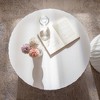 Kumasinova Round Nesting Coffee Table Set of 2,Modern White Wood Center Table with Hand-Carved Pattern,46.45" Side Table for Living Room Furniture - 4 of 4