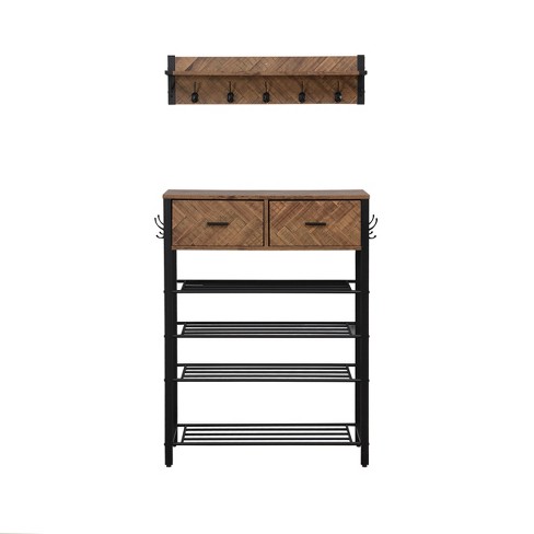 Tangkula 3-tier Industrial Shoe Rack Entryway Bench With Mesh Storage Shelf  : Target