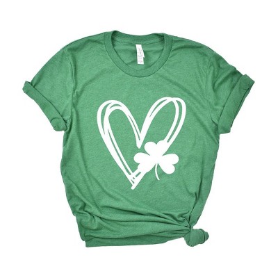 Simply Sage Market Women's Hand Drawn Heart With Shamrock Short Sleeve Graphic Tee