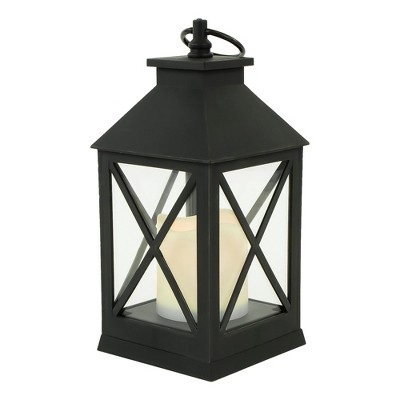 Northlight 15 LED Battery Operated Black Lantern with Flameless Candle