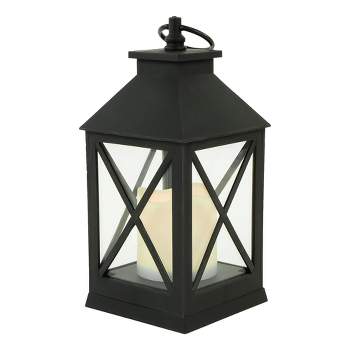 Northlight 9" LED Battery Operated Black Lantern with Flameless Candle