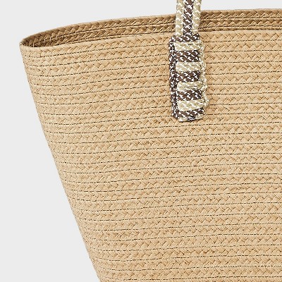 Universal Thread Straw Large Tote Bag with Fish Charm - Universal Thread™ Natural/Brown — фото 4