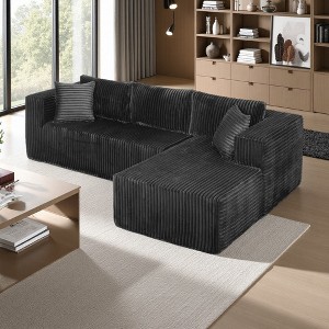 105" Corduroy L-Shaped Cloud Modular Sectional Sofa Left Chaise - 1 of 4