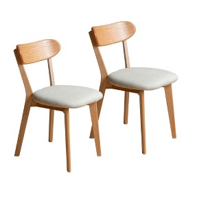 NicBex Solid Wood Upholstered Dining Chair, Rustic Wooden Kitchen Chairs with Wide Curved Backrest, Chair for Dining Room Kitchen - 1 of 4