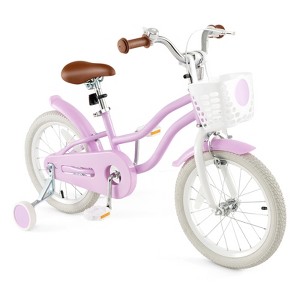 Gymax 14"/16"/18" Kids Bike Bicycle w/ Height Adjustable Handlebar & Seat Removable Basket Training Wheels for 3-5/4-7/4-8 Years Old Pink/Purple - 1 of 4