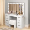 10 Drawers Vanity Desk Glass LED Lights Tabletop Makeup Table w/ Power Hub White - 4 of 4