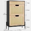 Hidden Rattan Shoe Storage Cabinet with 2 Flip Doors & Drawer, Adjustable Freestanding Shoe Organizer with Metal Legs for Entryway & Hallway - 3 of 4