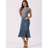 Allegra K Women's Fishtail Washed Midi Jean Bodycon Skirt - image 4 of 4