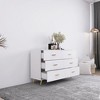 High Glossy Surface 6 Drawers Chest of Drawer with Golden Handle and Golden Steel Legs White Color Vanity - 4 of 4