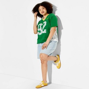 Women's Brazil Lace Short Sleeve Graphic Jersey T-Shirt - Green 2X