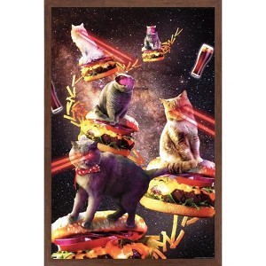 Trends International James Booker - Galaxy Laser Cats On Cheeseburgers Framed Wall Poster Prints - 1 of 4