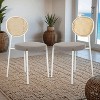 LeisureMod Velvet Dining Chair with Rattan Back, Set of 2 Side Kitchen Chair with Stainless Steel Base Euston Collection - 3 of 4