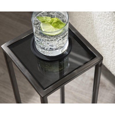 Jaspur Pewter Square Metal and Glass Compact Drink Table